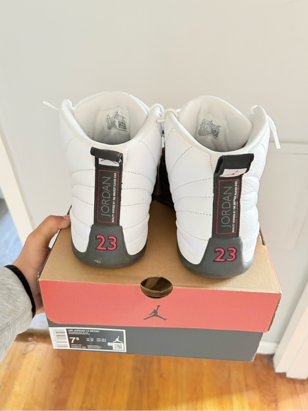 Jordan 12 Men’s White and black Sneakers with Red